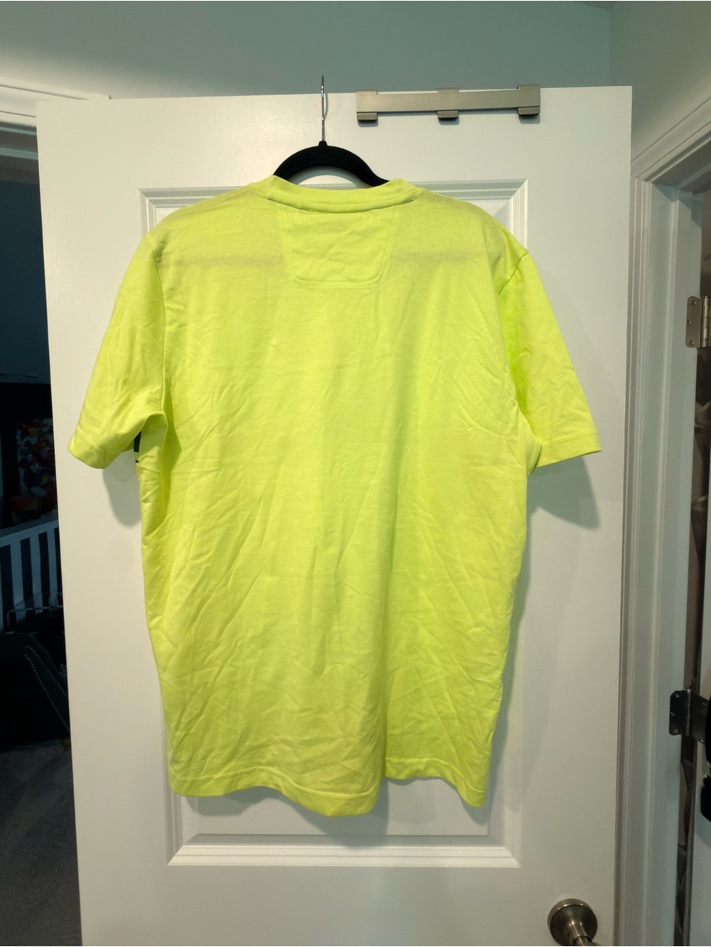 Hugo Boss Neon Yellow Short-Sleeve Logo Tee with Black Stripe - Picture 2 of 3